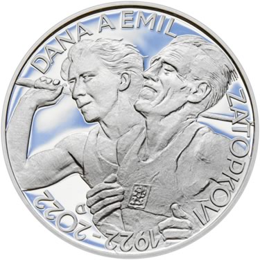 Náhled Reverzní strany - 2022 Proof - 200 Kč Dana Zátopková, Emil Zátopek