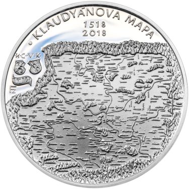 Náhled Averzní strany - 2018 Proof - 200 Kč Vydání Klaudyánovy mapy – první mapy Čech