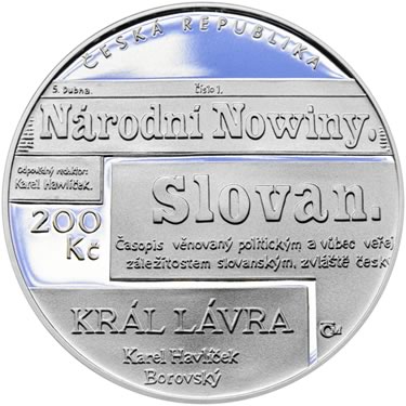 Náhled Averzní strany - 2021 Proof - 200 Kč Karel Havlíček Borovský