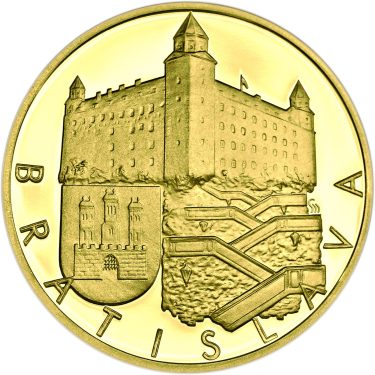 Náhled Averzní strany - Bratislava - zlatá 1Oz Proof