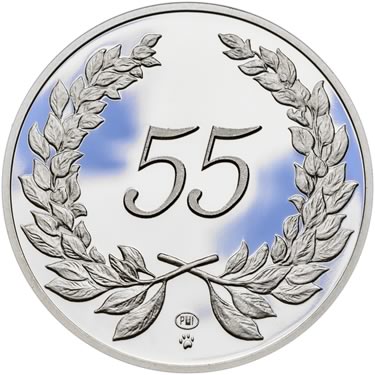 Náhled Averzní strany - Medaile k životnímu výročí 55 let - 1 Oz stříbro Proof