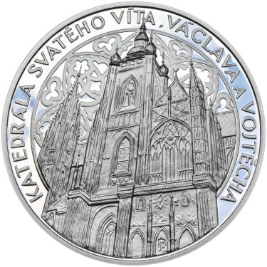 Náhled Averzní strany - Stříbrná medaile Katedrála sv. Víta, Václava a Vojtěcha - 50 mm Proof