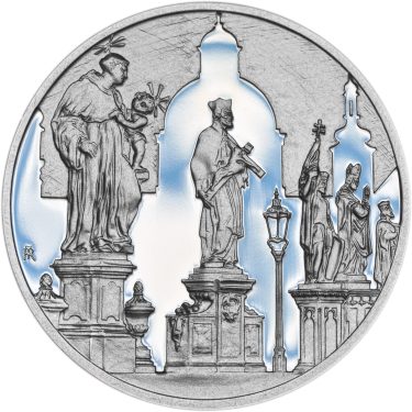 Náhled Reverzní strany - Královské hlavní město Praha - stříbro 1 Oz Proof