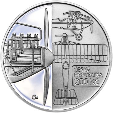 Náhled Reverzní strany - 2019 Proof - 200 Kč Sestrojení prvního letadla české výroby Bohemia B-5