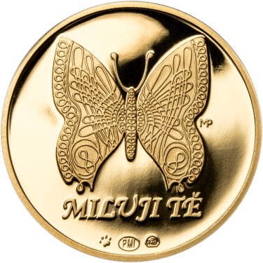 Náhled Averzní strany - Miluji Tě 25 mm zlato Proof