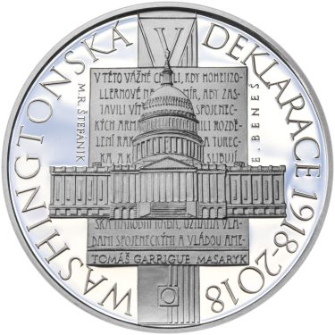 Náhled Averzní strany - 2018 Proof - 500 Kč Přijetí Washingtonské deklarace