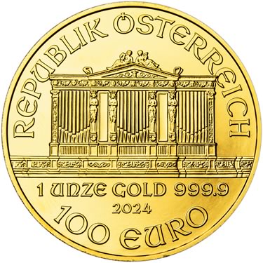 Náhled Reverzní strany - Wiener Philharmoniker  1 Oz - Investiční zlatá mince - starší ročník