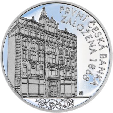 Náhled Averzní strany - První česká banka - Živnostenská banka pro Čechy a Moravu - 1 Oz stříbro Proof